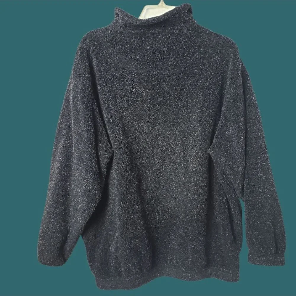 Porsche Design Vtg Pullover Sweater W/ Quarter-Zip & Embroidered Logo Blk Large